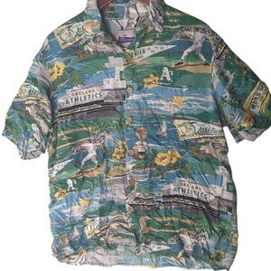 MLB Official Reyn Spooner Oakland Athletics Hawaiian Shirt M Medium
